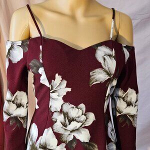 Chocolate Off Shoulder 3/4 sleeve Floral Top